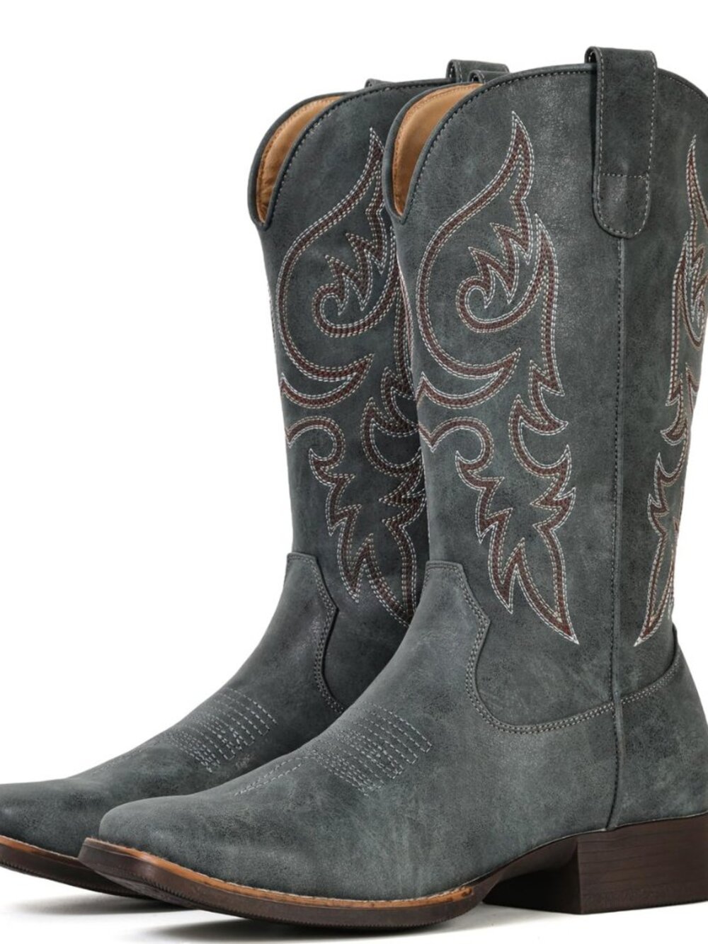 Cowboy Boots for Women Mid Calf Square Toe